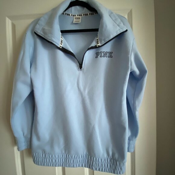 PINK Blue Sweatshirt Pullover Women's Elastic Hem Cotton/Polyester Blend Size XS - Picture 3 of 5